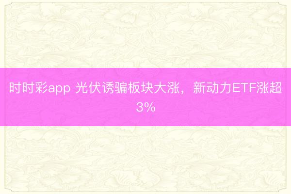 时时彩app 光伏诱骗板块大涨,新动力ETF涨超3%