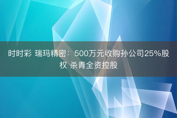 时时彩 瑞玛精密：500万元收购孙公司25%股权 杀青全资控股