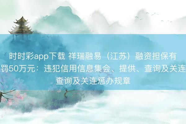 时时彩app下载 祥瑞融易(江苏)融资担保有限公司被罚50万元:违犯信用信息集会、提供、查询及关连惩办规章