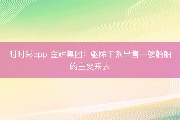 时时彩app 金辉集团：驱除干系出售一艘船舶的主要来去