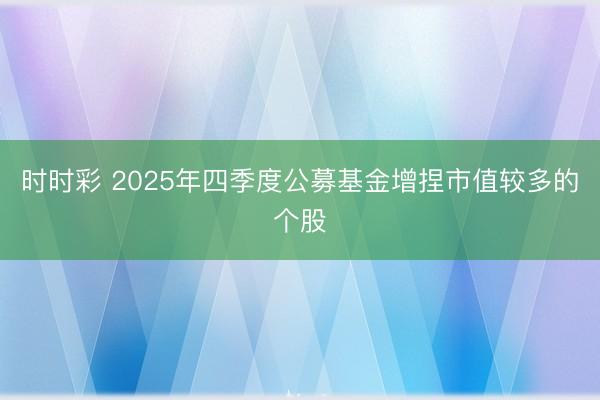 时时彩 2025年四季度公募基金增捏市值较多的个股