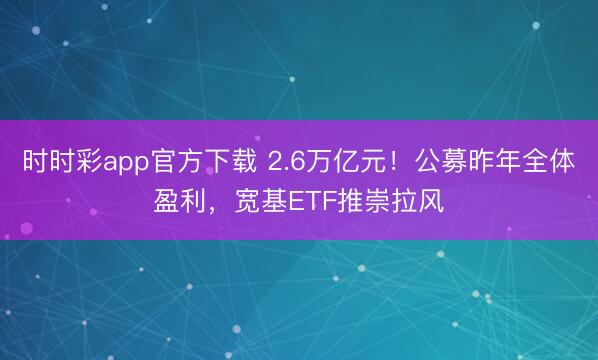 时时彩app官方下载 2.6万亿元！公募昨年全体盈利，宽基ETF推崇拉风