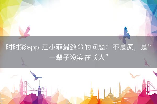 时时彩app 汪小菲最致命的问题:不是疯,是“一辈子没实在长大”